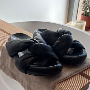 Marni Black Braided Leather Slide Mules